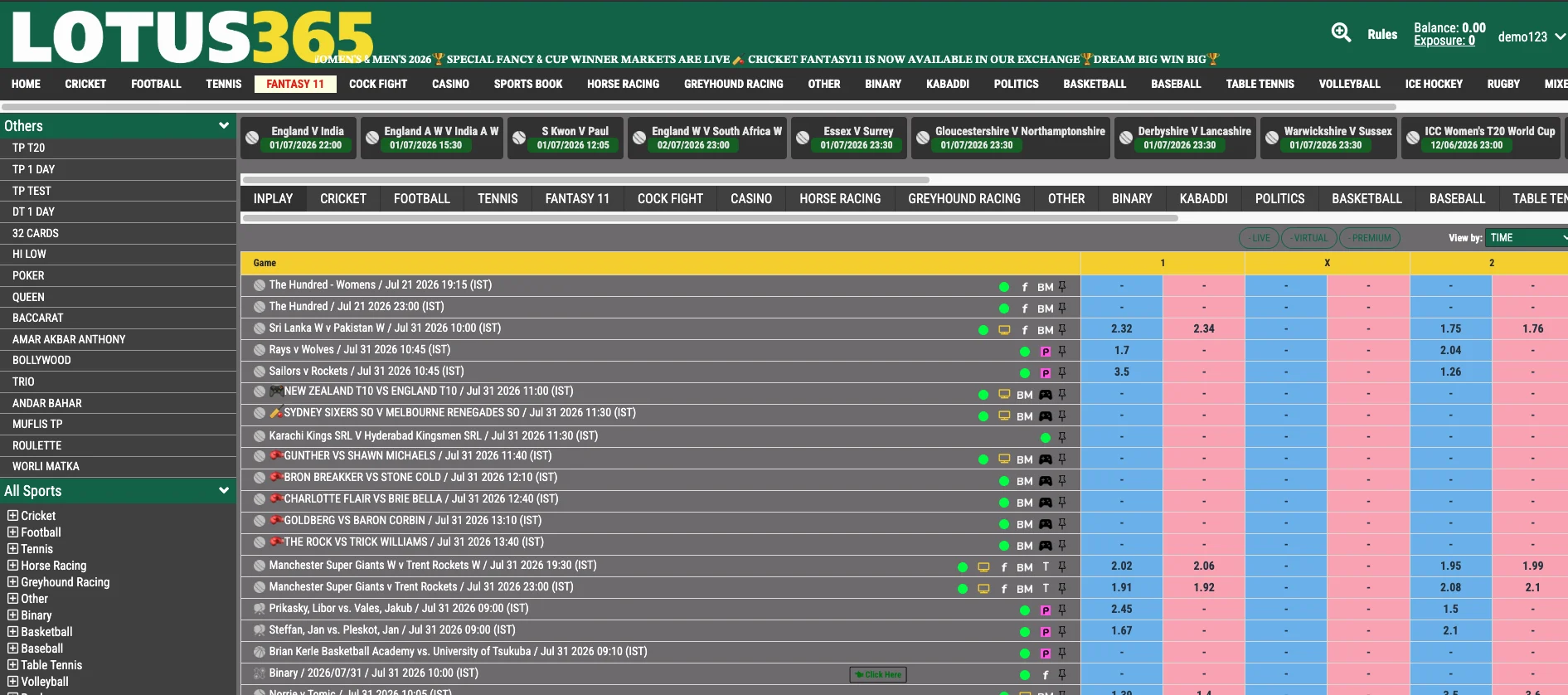 official lotus365 dashboard